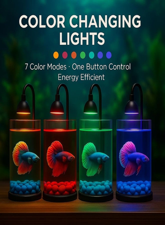 VAYINATO Mini Acrylic Desktop Fish Bowl PS-10 (Black/White) | 1.2L Capacity | 10cm Diameter × 20cm Height | Aquarium Bowl with Multi-Color Hanging LED Light | Ideal for Betta | Office & Home Decor - Image 2